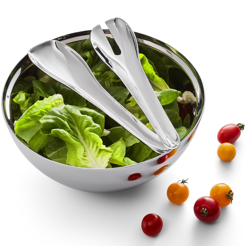 Salatschale mit Besteck 25 cm, Edelstahl, Philippi