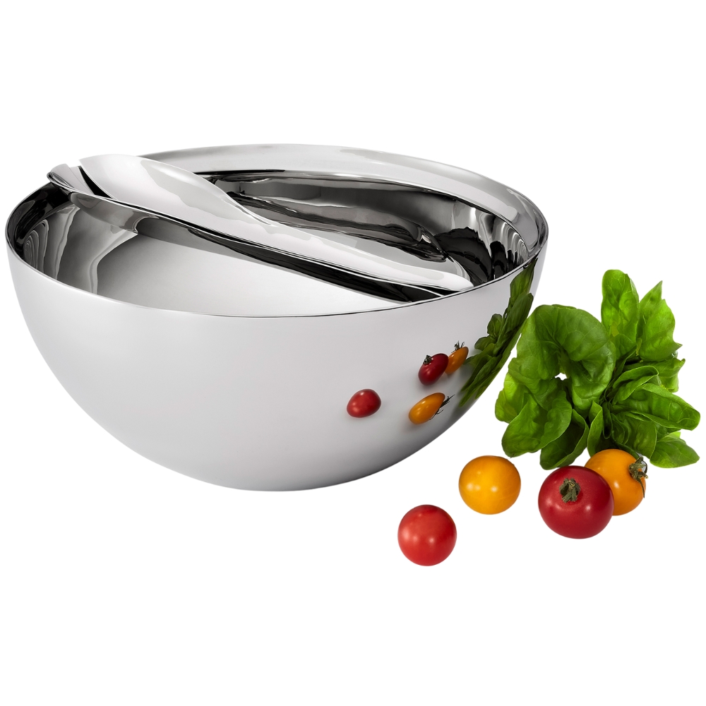 Salatschale mit Besteck 25 cm, Edelstahl, Philippi