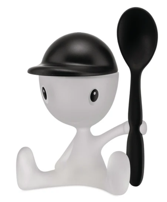 Eierbecher CICO, mit Löffel, schwarz/weiß, Alessi
