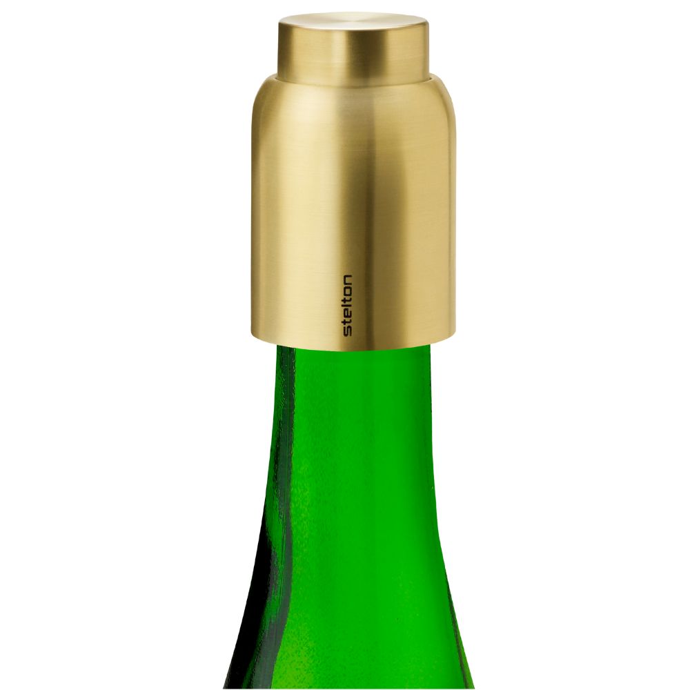 Flaschenverschluss COLLAR, gebürstetes Messing, Vakuum, Stelton