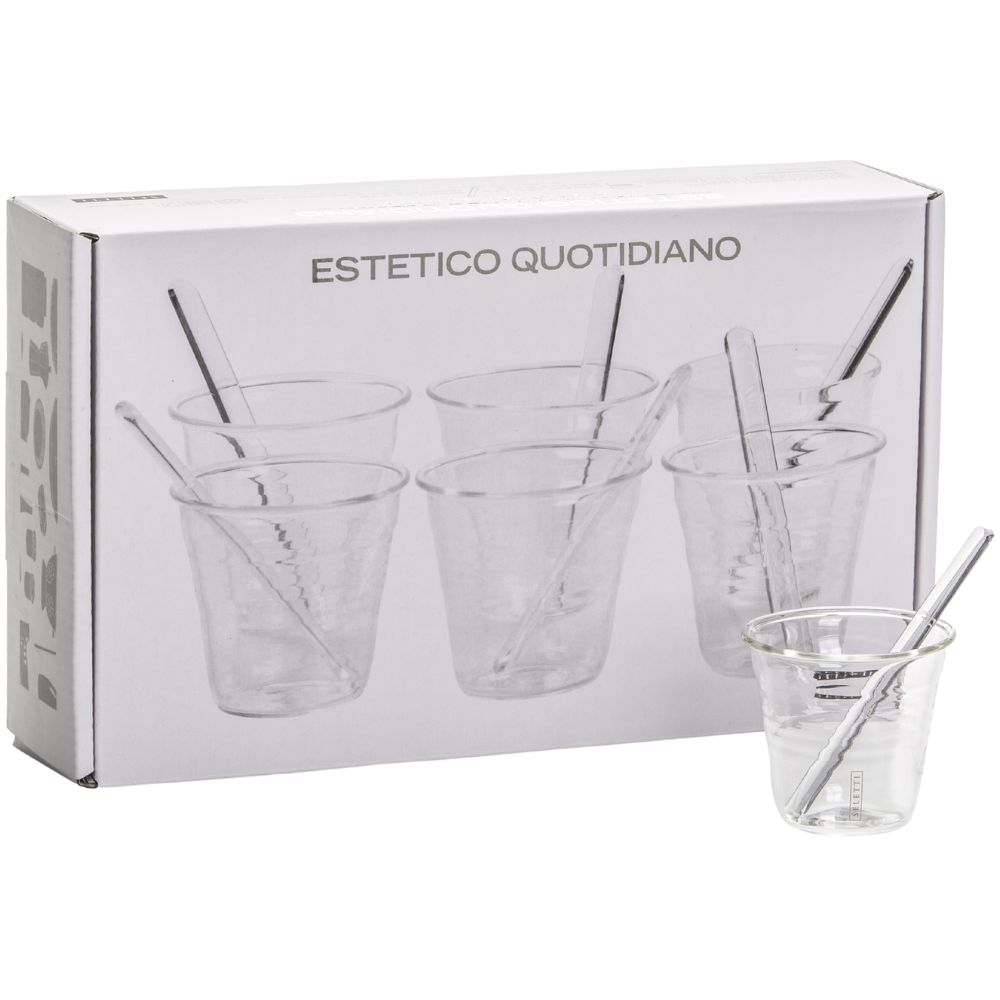 Espressoglas mit Rührer ESTETICO QUOTIDIANO, 6er-Set, Seletti
