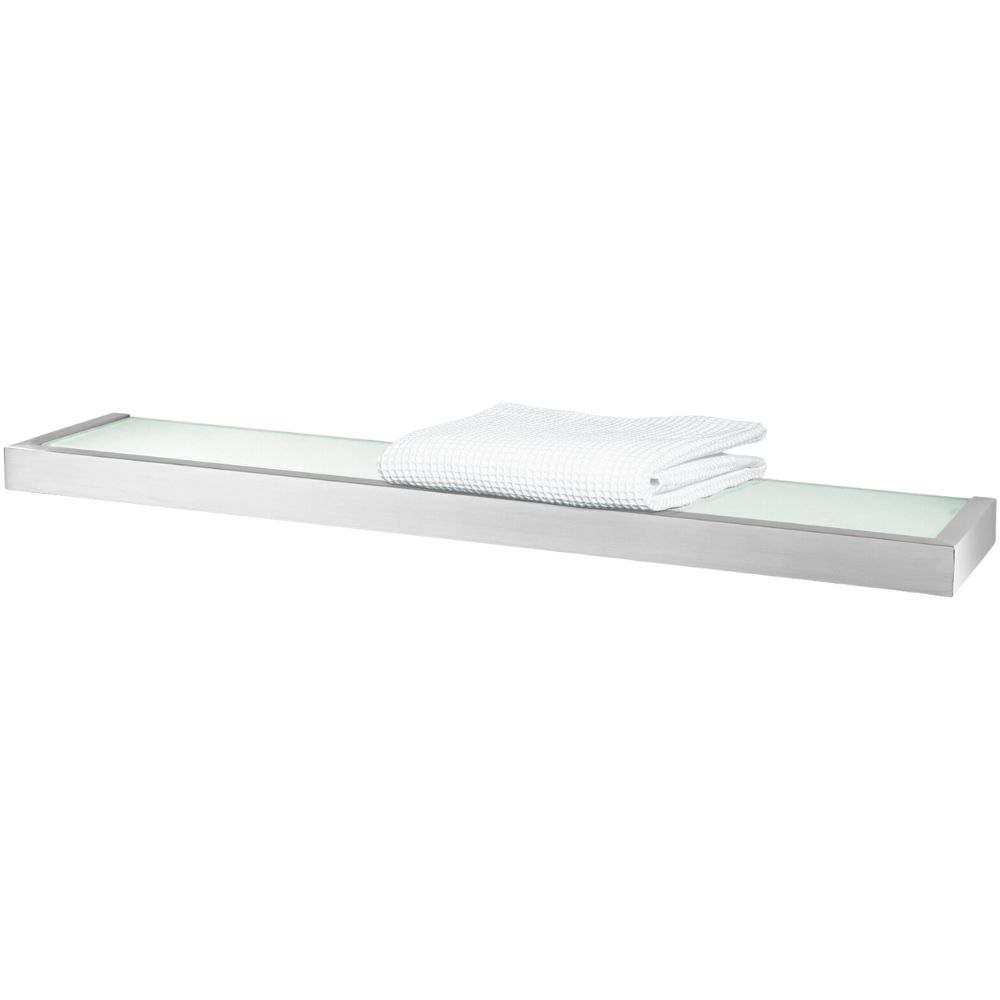 Badregal LINEA 61 cm, matt, Edelstahl/Glas, Zack