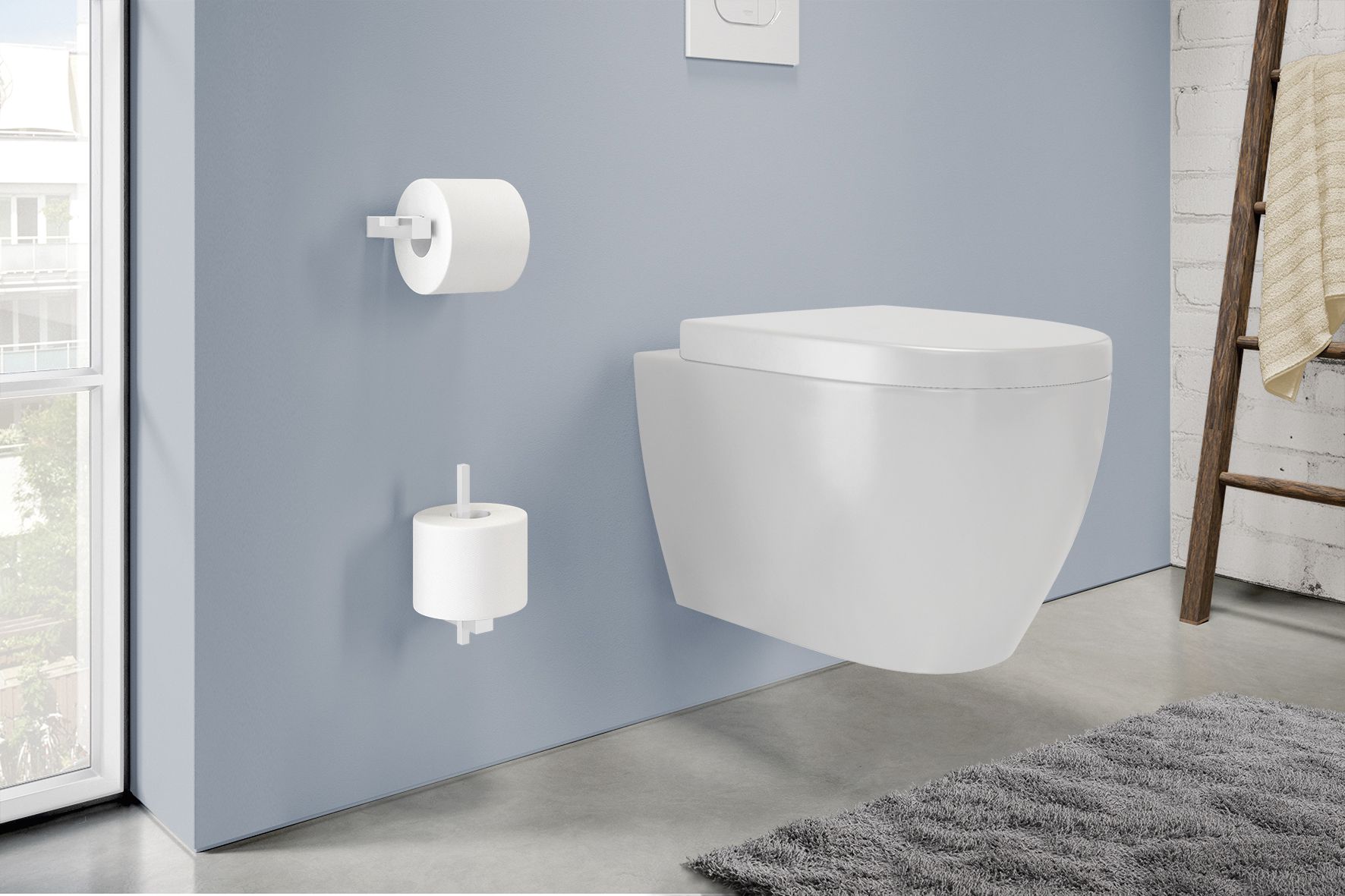 Toilettenpapierhalter CARVO 16 cm, weiß, Edelstahl, Zack