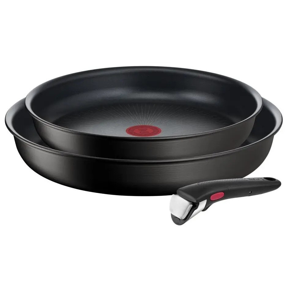 Pfannenset INGENIO UNLIMITED L7638942, 3-teilig, schwarz, Aluminium, Tefal