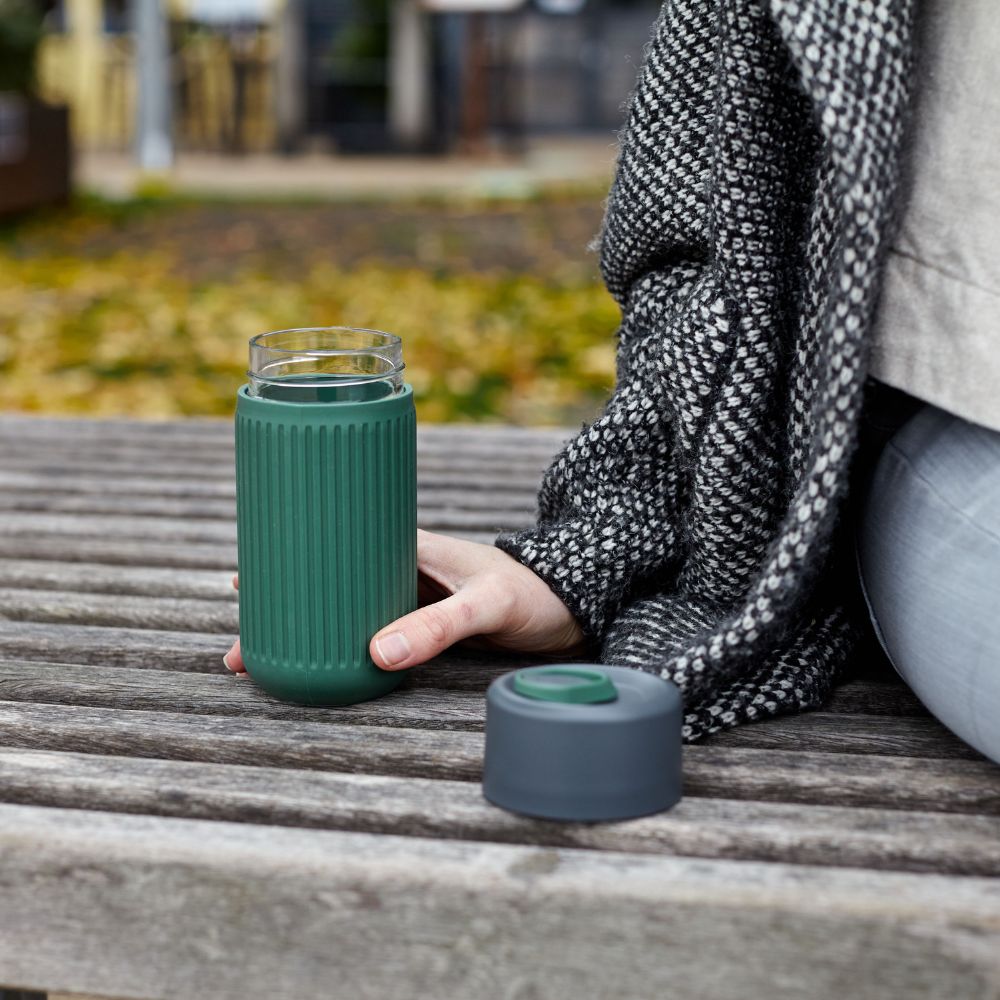 Reisebecher To Go Becher 340 ml, Olive, Glas, Black+Blum