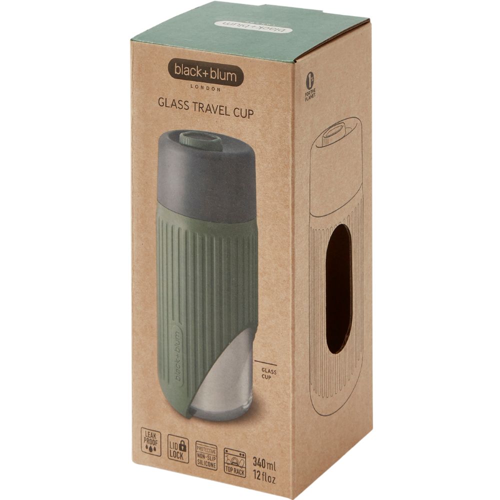 Reisebecher To Go Becher 340 ml, Olive, Glas, Black+Blum