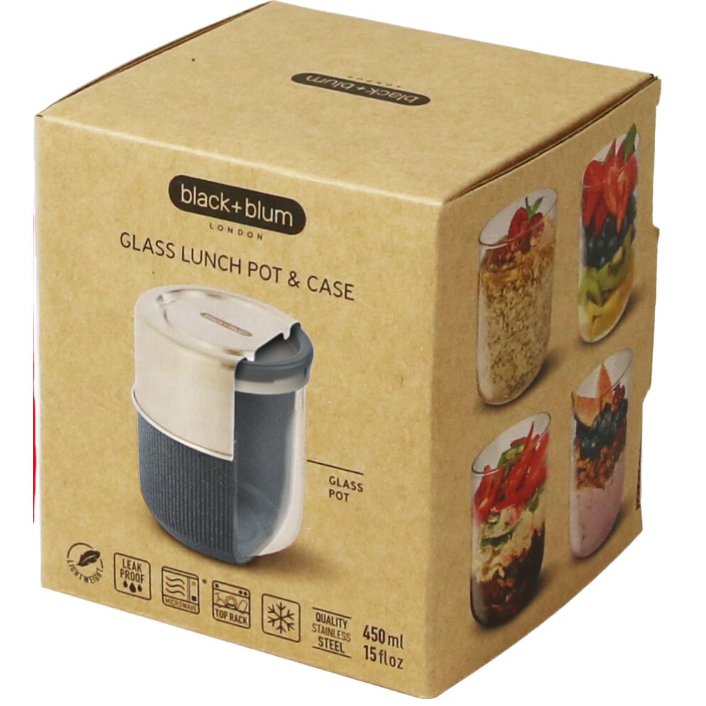 Lunchbox 450 ml, grau, Glas, Black+Blum