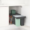 Einbaumülleimer SORT & GO 2x 10 l + 1x 20 l, dunkelgrau / jade green, Kunststoff, Brabantia