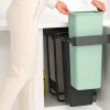 Einbaumülleimer SORT & GO 2x 30 l, Dak Grey /Jade, Kunststoff, Brabantia