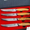 Steakmesser-Set SOK Olive Sunshine Damaskus Dellinger 4 St.
