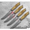 Steakmesser-Set SOK Olive Sunshine Damaskus Dellinger 4 St.