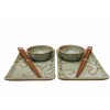 Sushi Set, 6-teilig, Blumenmotiv, hellgrün, MIJ