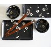 Sushi Set mit Essstäbchen BLACK WITH WHITE PETALS, 6-teilig, MIJ