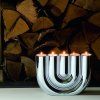 Teelichthalter DOUBLE U 27 cm, silber, Philippi