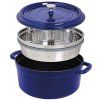 Cocotte 26 cm mit Dämpfeinsatz, rot, Gusseisen, Staub