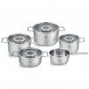 Kochtopfset PURE, 5-teilig, Silber, Edelstahl, Fissler