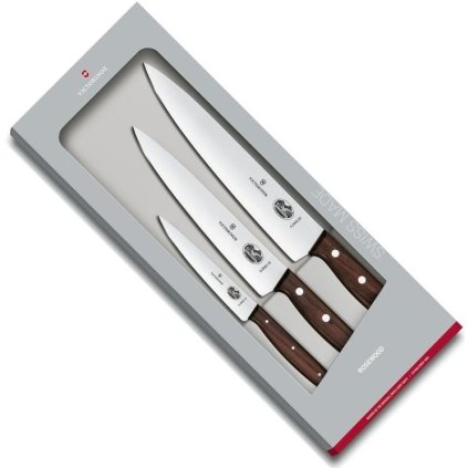 Noad, 3 tk komplektis, 12/19/22 cm, roosipuust käepidemed, Victorinox