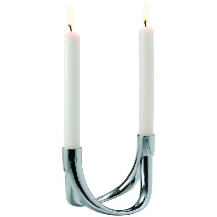 Antiikküünla hoidik BOW 8 cm, 2 küünla jaoks, hõbedane, Philippi