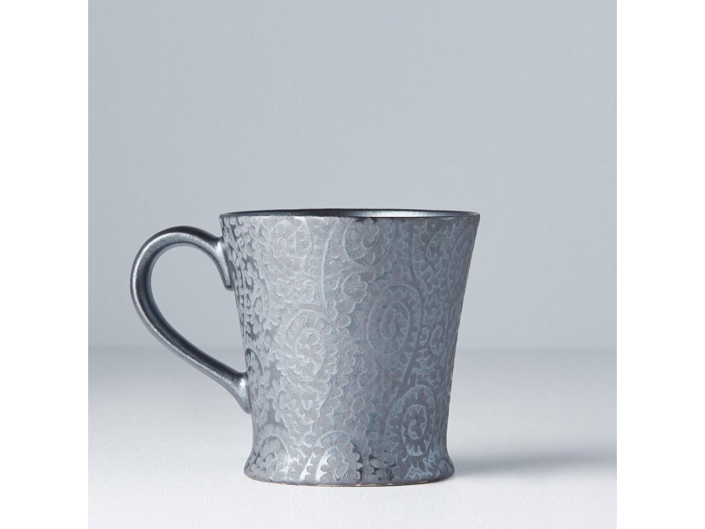 Mugg BLACK SCROLL 200 ml, silver, keramik, MIJ