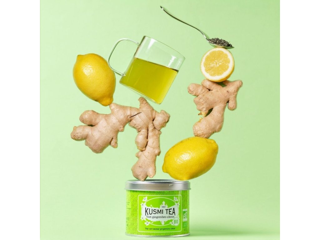 Grönt te GINGER LEMON, 100 g teburk med lösa blad, Kusmi Tea