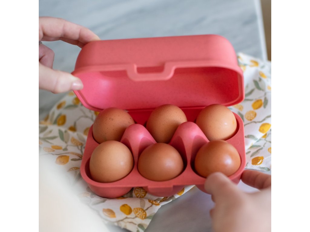 Äggbehållare EGGS TO GO MINI 17 cm, för 6 ägg, korall, Koziol