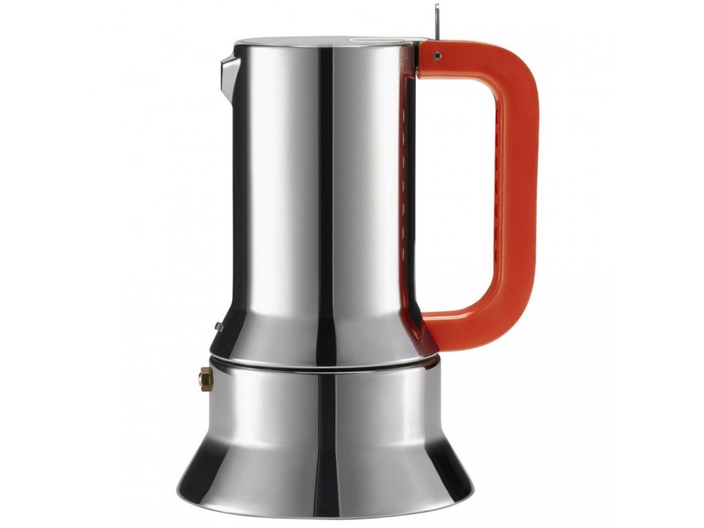Espressobryggare för spishäll 9090, 150 ml, rött handtag, Alessi
