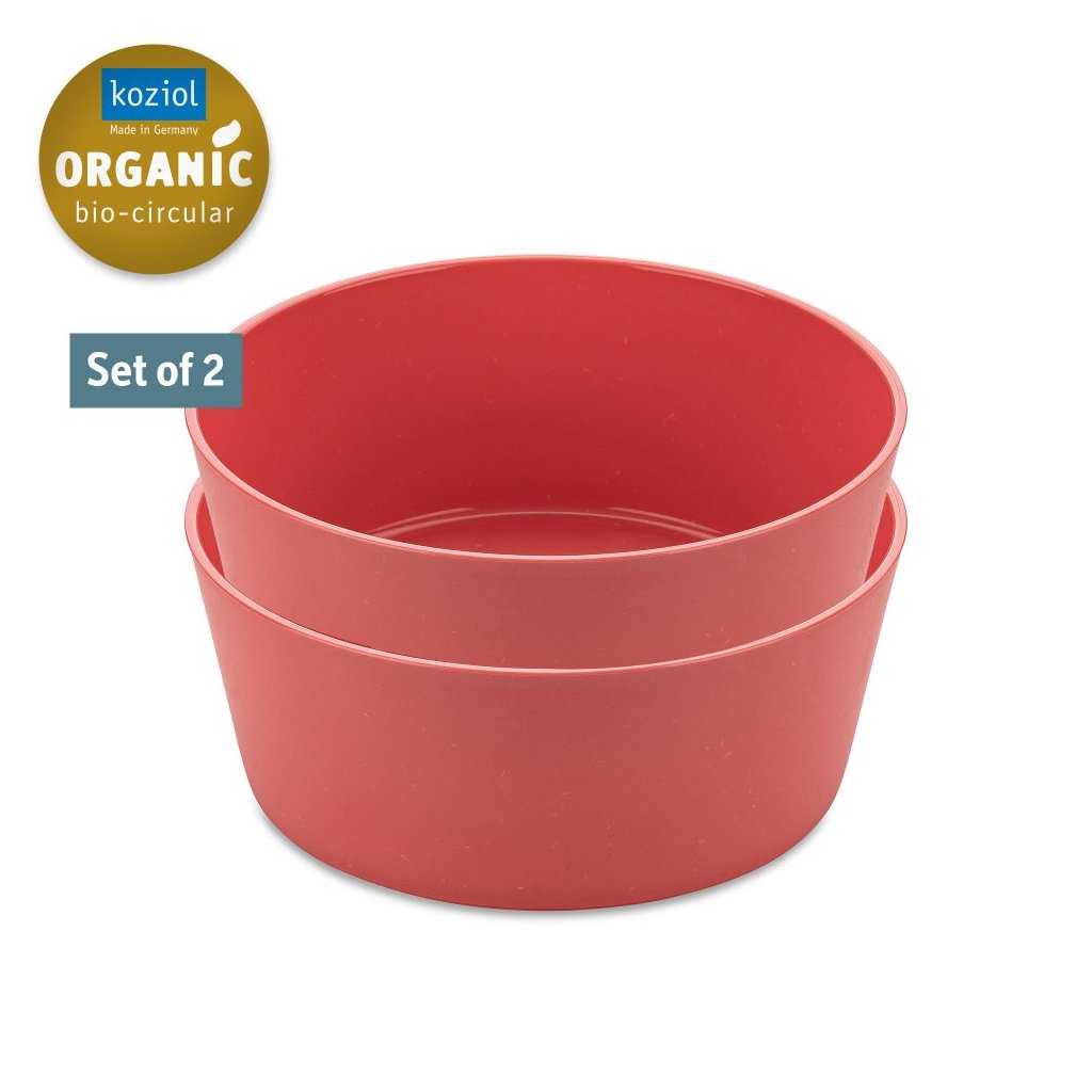 Plastskål CONNECT, set i 2 delar, 400 ml, korall, Koziol