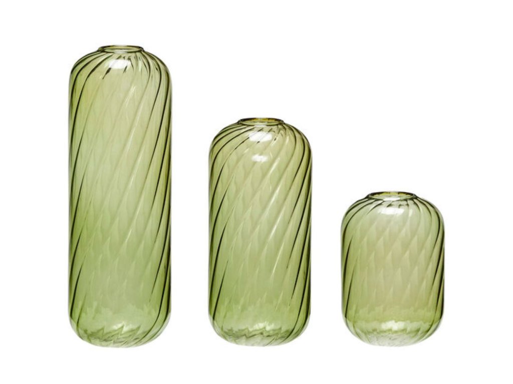 Vas FLEUR, set i 3 delar, grön, Hübsch