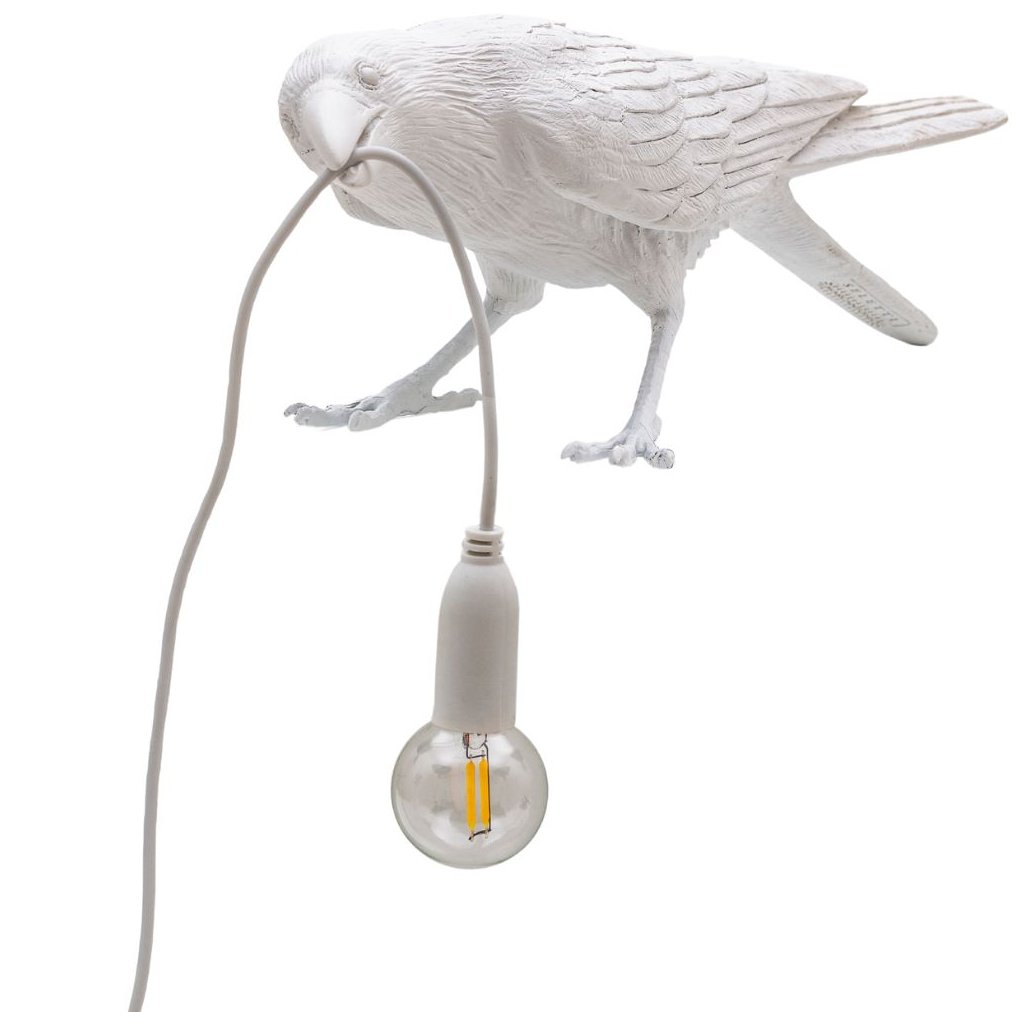 Bordslampa BIRD PLAYING, 33 cm, vit, Seletti