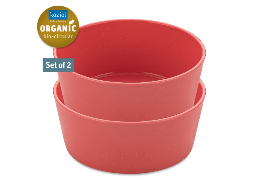 Plastskål CONNECT, set i 2 delar, 890 ml, korall, Koziol