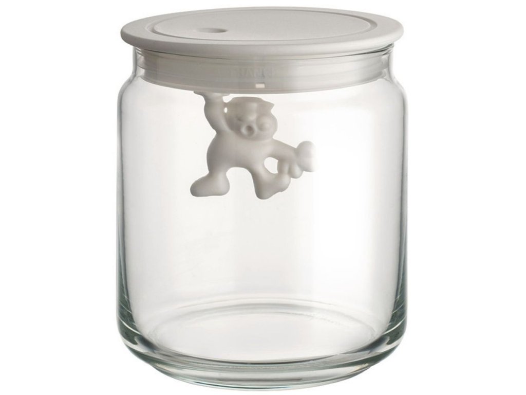 Köksförvaringsburk GIANNI 750 ml, vitt lock, glas, Alessi