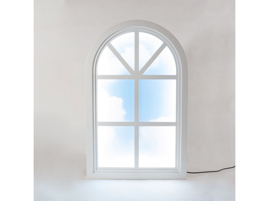 Väggdekorationslampa WINDOW #2 90 x 57 cm, vit, trä/akryl, Seletti