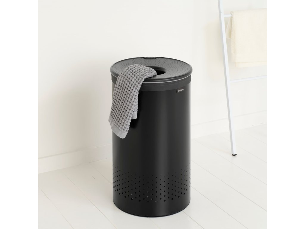 Tvättkorg 60 l, matt svart, stål, Brabantia
