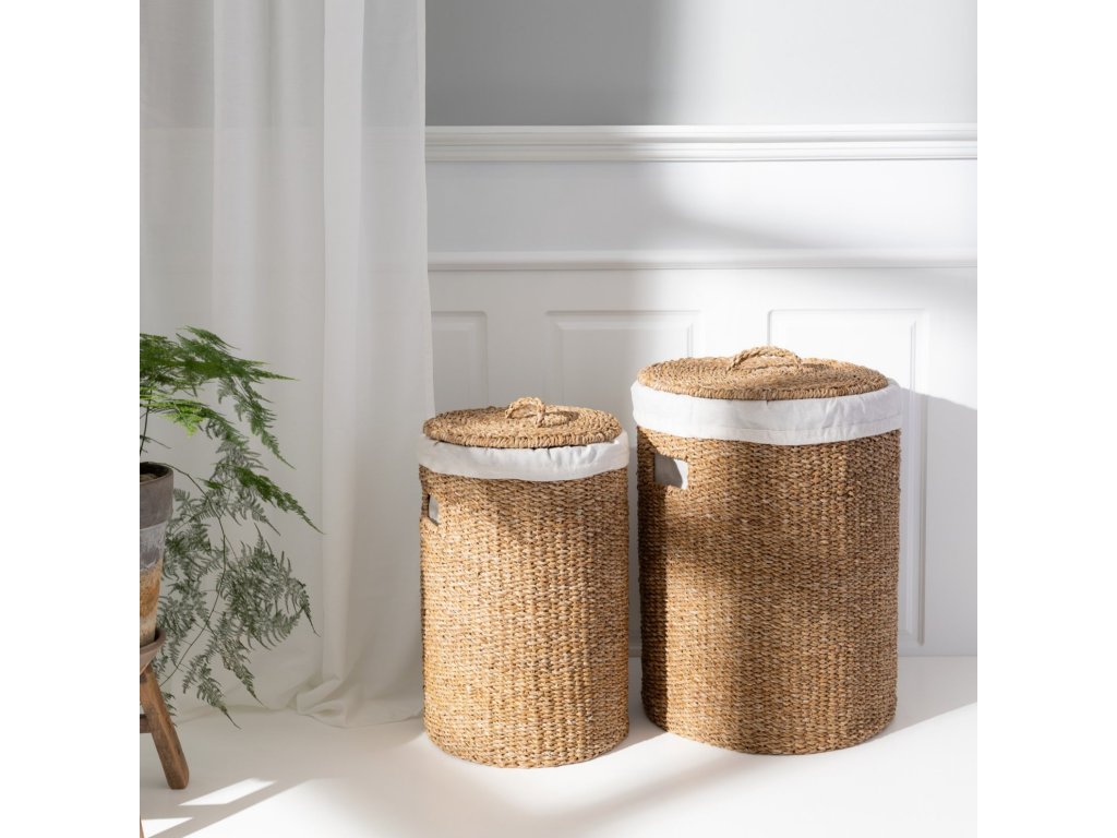 Tvättkorg HAMPER, set i 2 delar, sjögräs, Humdakin