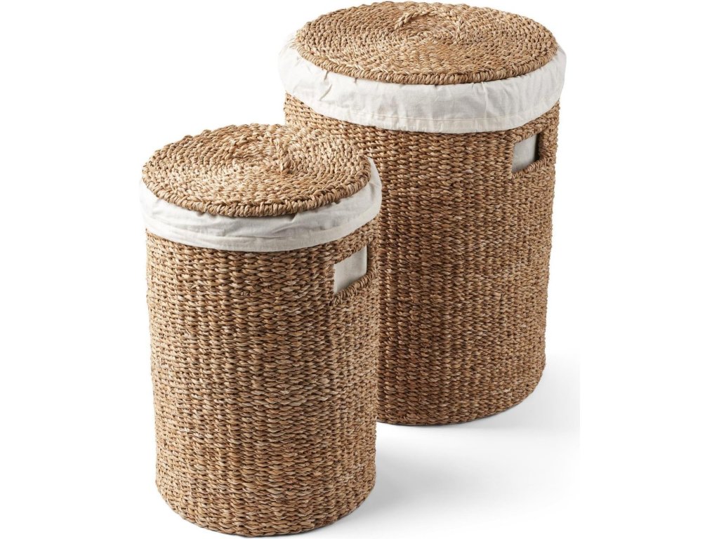 Tvättkorg HAMPER, set i 2 delar, sjögräs, Humdakin
