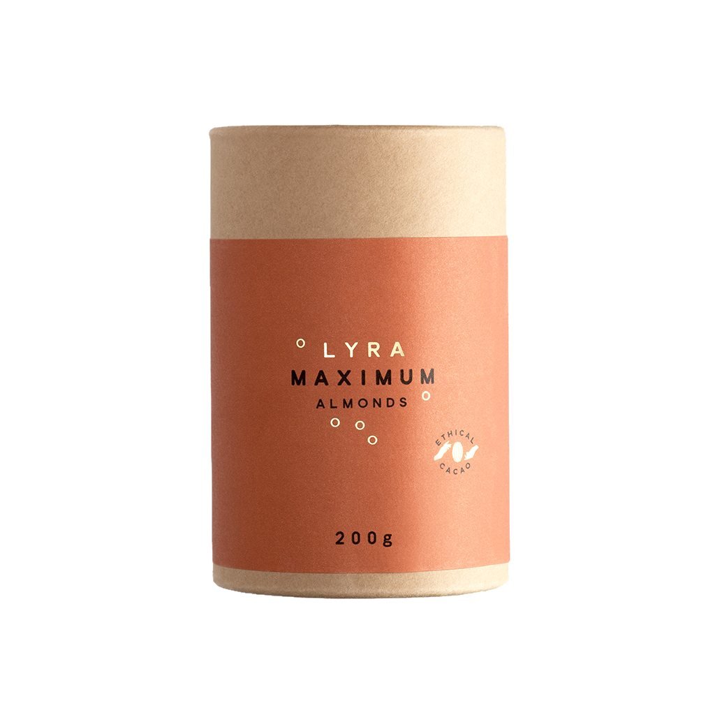 Mandel i nougat och kola choklad MAXIMUM 200 g, LYRA