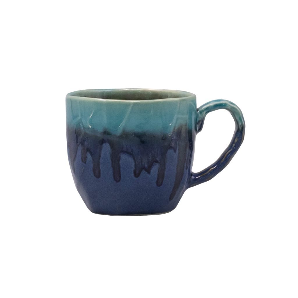 Mugg COBALT & TEAL DRIP 250 ml, blå, keramik, MIJ
