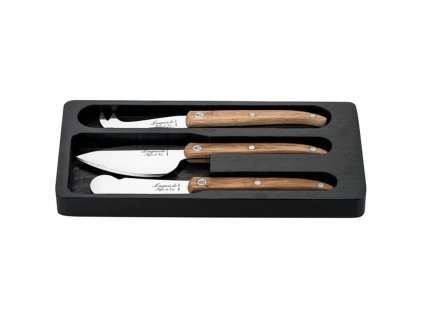 Ostknivset INNOVATION, 3 st, presentask, handtag i ek, Laguiole