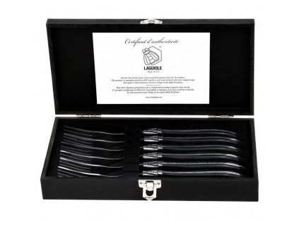 Stekgaffelset LAGUIOLE LUXURY, 6 st, svart, ebenholtshandtag, Laguiole