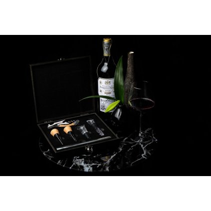 Vintillbehörsset LUXURY, 6 st, presentförpackning, stål och ek, Laguiole