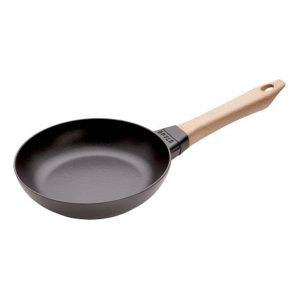 Stekpanna 20 cm, trähandtag, gjutjärn, Staub