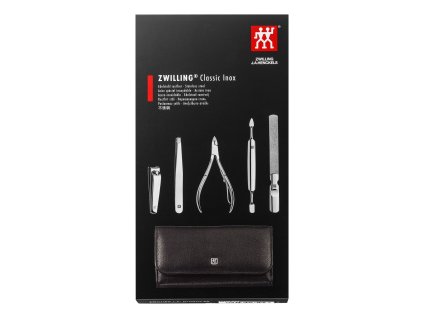 Manikyrset CLASSIC INOX, 5 st, med nagelbandklippare, svart, Zwilling