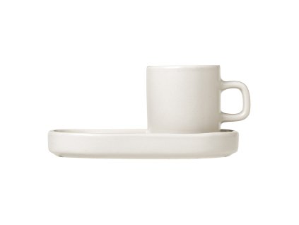 Espressokopp med underlägg PILAR, set i 2 delar, 50 ml, gräddvit, Blomus