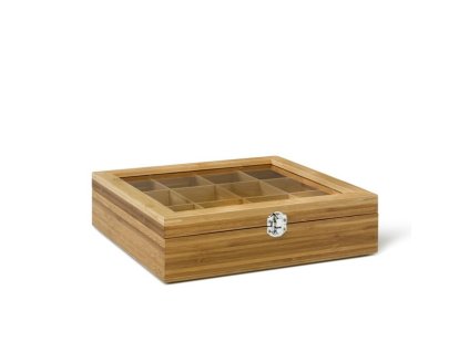 Tepåslåda, 12 fack, med fönster, trä, Bredemeijer