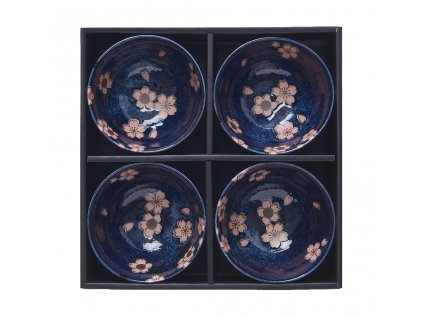 Matskål NAVY & PINK SAKURA, set i 4 delar, 300 ml, MIJ