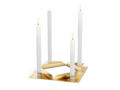 Middagsljusstake SQUARE CANDLE, set i 4 delar, guld, Höfats
