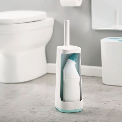 Toalettborsthållare FLEX PLUS, vit och blå, Joseph Joseph
