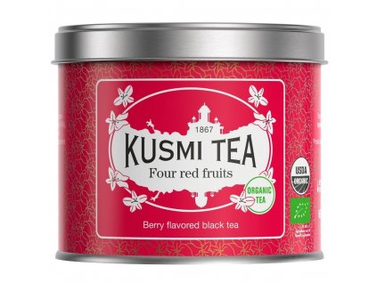 Svart te FOUR RED FRUITS, 100 g teburk med lösa blad, Kusmi Tea