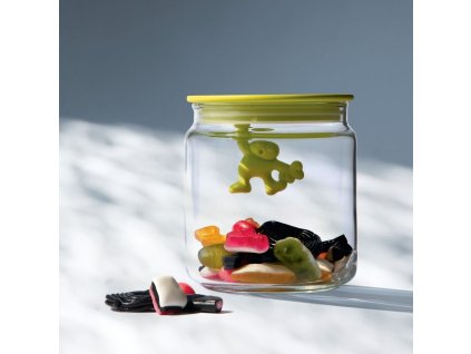 Köksförvaringsburk GIANNI 750 ml, blått lock, glas, Alessi