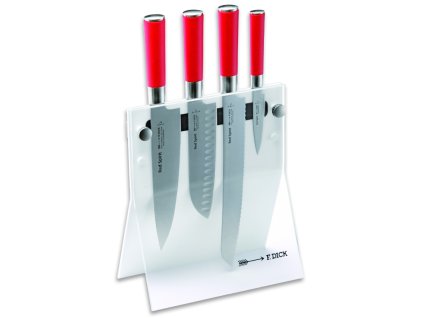 Knivset RED SPIRIT, 5 st, med vit magnetstativ, F.DICK